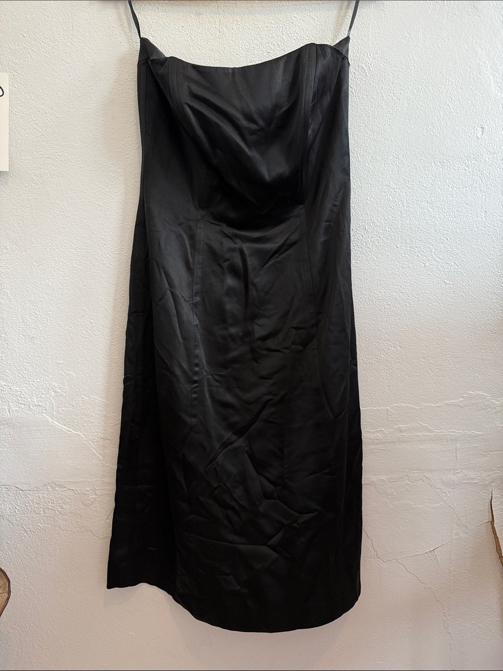 VINTAGE SILK Banana Republic Black STRAPLESS Midi Dress
